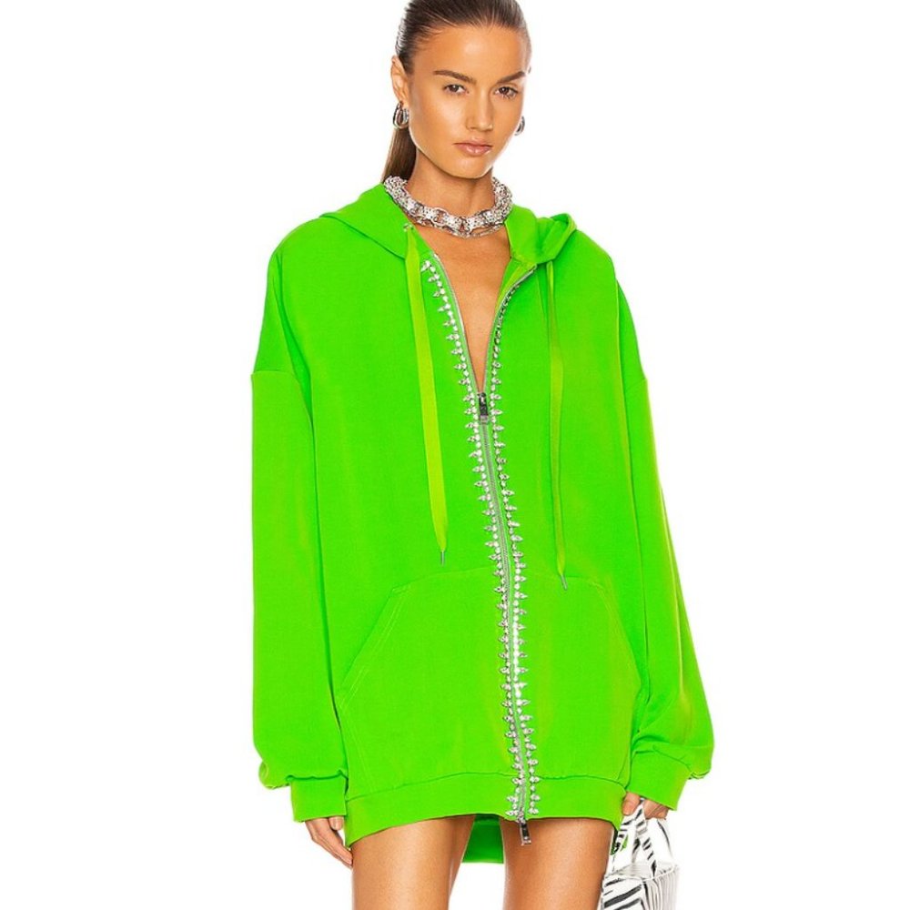 AREA NYC Neon Green Heart Cut Out Hoodie